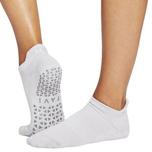 NEW Tavi Silver Shimmer Grip Socks for Women Size Small